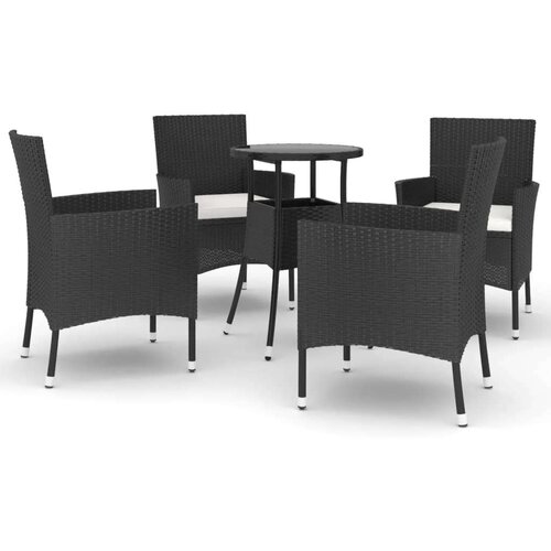VidaXL 5-dijelni vrtni bistro set od poliratana s jastucima crni Slike