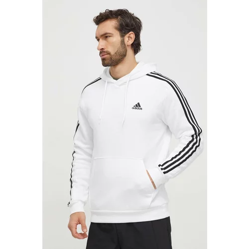Adidas Dukserica za muškarce, boja: bijela, s kapuljačom, s aplikacijom