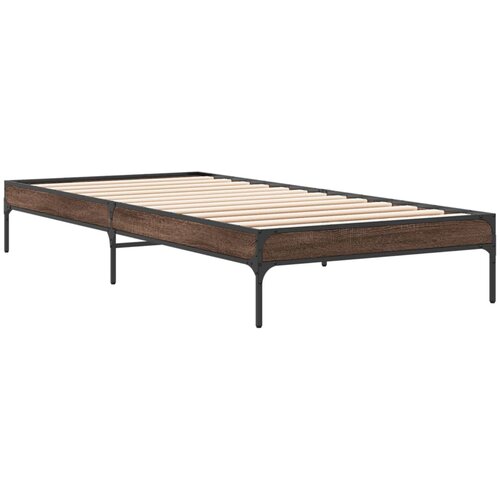 vidaXL Okvir za krevet smeđi hrast 90x190 cm konstruirano drvo i metal Cene