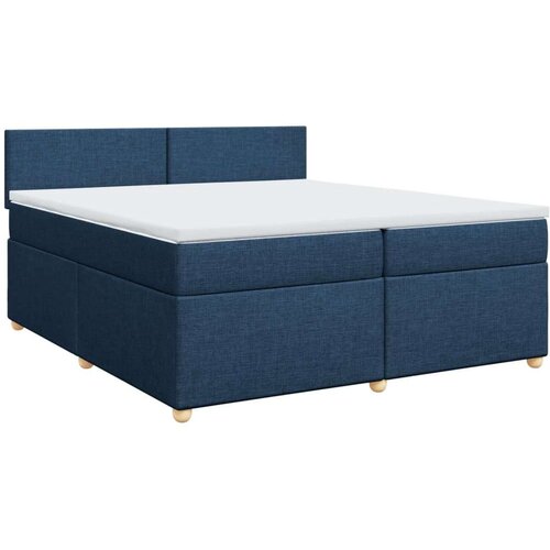 VidaXL Krevet s oprugama i madracem plavi 200 x 200 cm od tkanine Slike