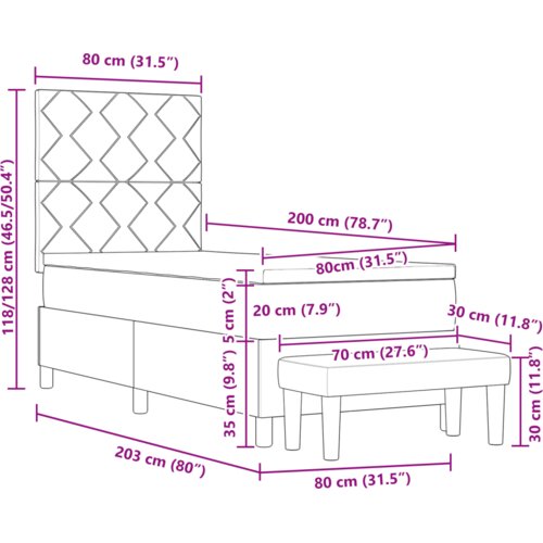 Box Spring Krevet s Madracem i Klupom Crni 80x200 cm Bar&amp;scaron;un Slike