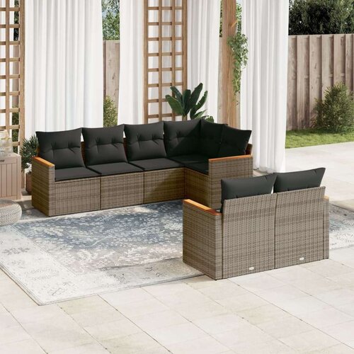  7-dijelni set vrtnih sofa sivi od poliratana Cene
