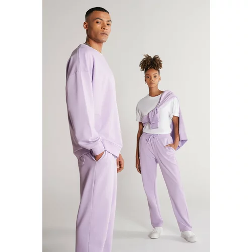 AC&Co / Altınyıldız Classics Unisex Lilac Standard Fit Normal Cut, Flexible Cotton Sweatpants with Pockets.