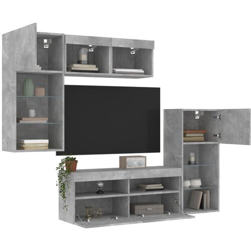 vidaXL Komplet TV omaric LED 5-delni betonsko siv inženirski les Cene