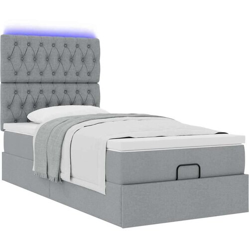 VidaXL Otomanski okvir kreveta s madraca svijetlosivi 90x190cm tkanine Slike