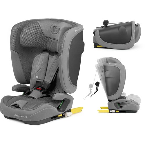 Kinderkraft autosjedalica FIX2GO i-Size 9-36 kg (76-150 cm), Grey Slike