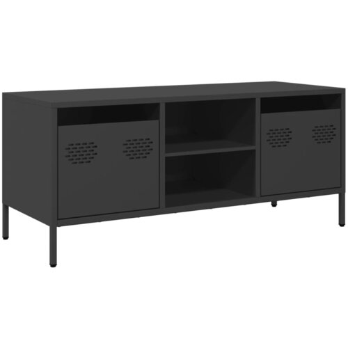 Maison Chic TV omarica - TV enota - Televizijska omarica črna 101,5x39x43,5 cm hladno valjano jeklo, (21699611) Slike