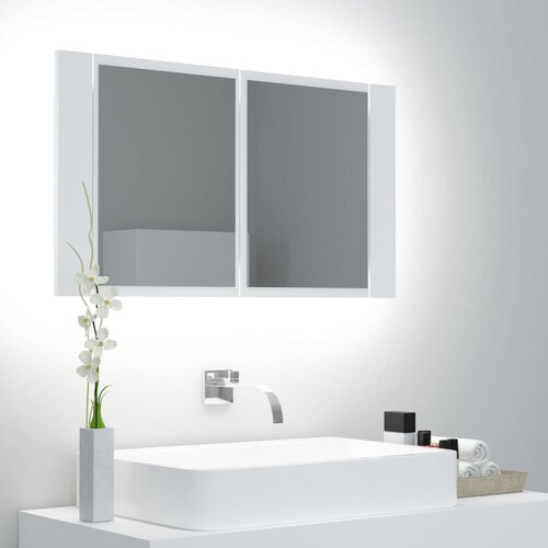 LED kupaonski ormarić s ogledalom bijeli 80x12x45 cm akrilni Cene