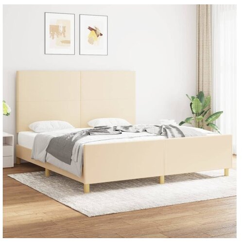  Posteljni okvir z vzglavjem krem 180x200 cm blago Cene