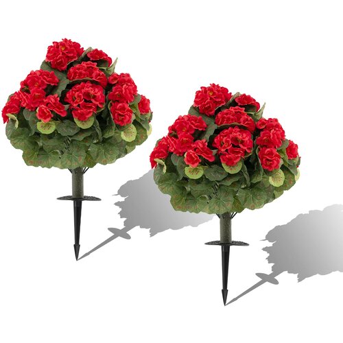 Costway Komplet umetnih cvetov rdeče pelargonije, 2 kosa, (5000357772) Slike