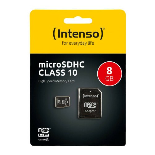 Intenso micro SD kartica 8GB class 10 (SDHC & SDXC) sa adapterom - SDHCmicro+ad-8GB/Class10 Slike