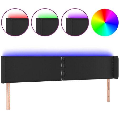 Maison Chic led posteljno vzglavje - vzglavna omarica - nočna omarica črno 183x16x78/88 cm umetno usnje, (21712572) Slike