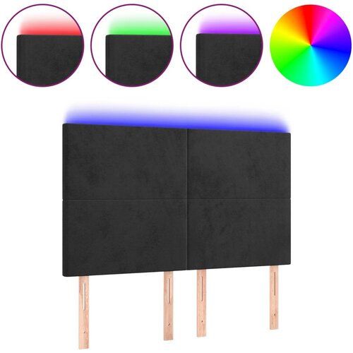 Maison Chic led posteljno vzglavje - vzglavna omarica - nočna omarica črno 144x5x118/128 cm žamet, (21709423) Cene