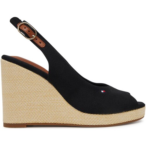 Tommy Hilfiger Espadrile Flag High Wedge Espad Slingback FW0FW08597 Črna Slike