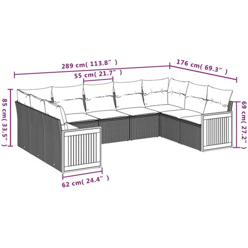 9-dijelni set vrtnih sofa s jastucima bež od poliratana 62 x 62 x 69 cm Slike
