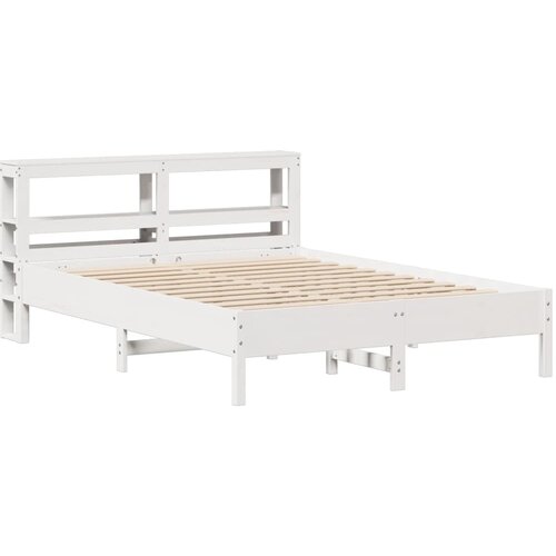 VidaXL Okvir kreveta bez madraca bijeli 140 x 190 cm masivna borovina Slike