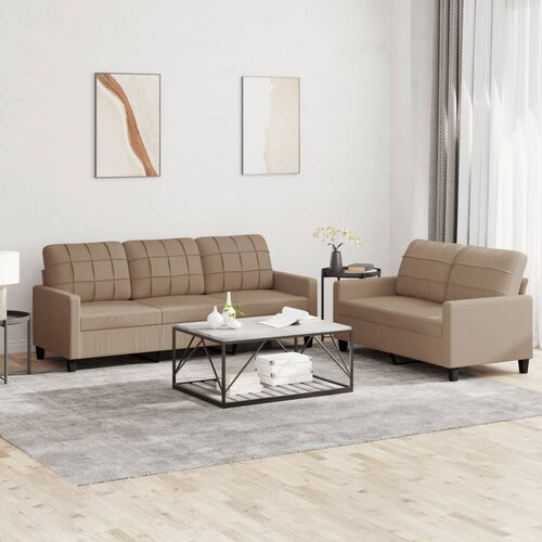  2-dijelni set sofa s jastucima boja cappuccina od umjetne kože Cijene