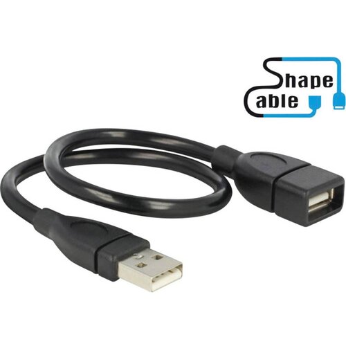 Delock USB 2.0 [1x moški konektor USB 2.0 tipa A - 1x ženski konektor USB 2.0 tipa A] 0.35 m črna prilagodljiv kabel-gosji vrat USB kabel USB 2, (20417156) Cene