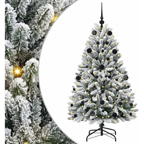 vidaXL Umestno božično drevo Zelena in Bela 150 cm PVC in kovina, (5000066747) Cene