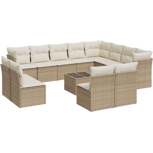 vidaXL 13-dijelni set vrtnih sofa s jastucima poliratan Bež Cene