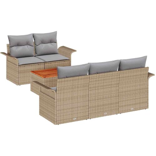  Sjedeća garnitura za vrt 6 kom. 5-Broj sjedala Bež 196 x 62 x 69 cm Slike