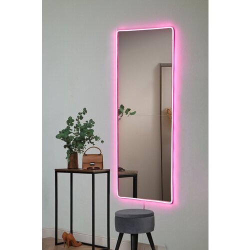 Hanah home ogledalo sa led osvetljenjem rectangular , 40x120 cm, roze Slike