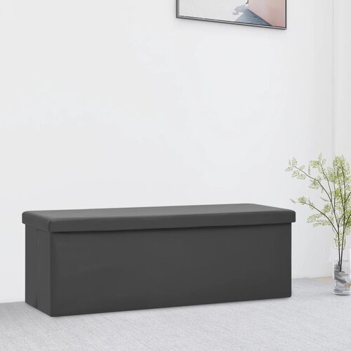 The Living Store Zložljiva klop s prostorom za shranjevanje siva PVC - Klop S Prostorom Za Shranjevanje, (21486015) Slike