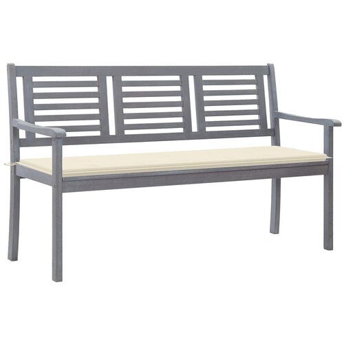The Living Store Vrtna klop za 3 osebe z blazino 150 cm siv evkaliptusov les - Klop, (21480076) Cene