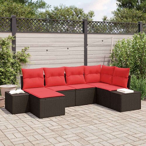  Vrtna sedežna garnitura z blazino 6 pcs Rjava Poly ratan, (5000063206) Cene