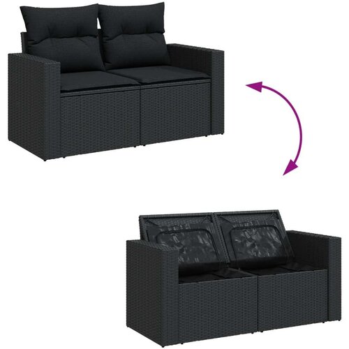 VidaXL 10-dijelni set vrtnih sofa s jastucima crni od poliratana Slike