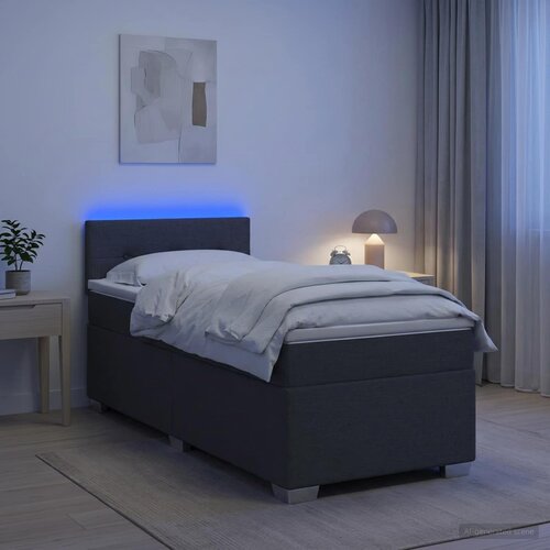  Krevet s box springom, madracem i LED-om Tamnosiva 100 x 200 cm Cene