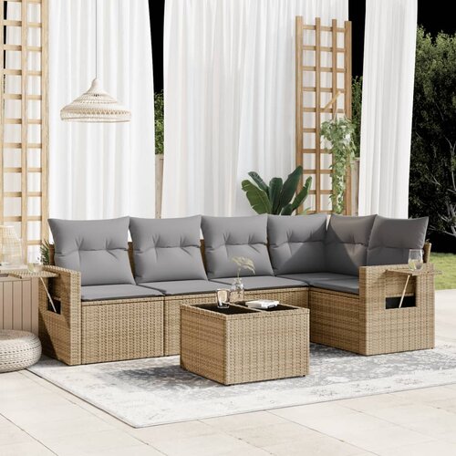 vidaXL 6-dijelni set vrtnih sofa s jastucima bež od poliratana Cijene