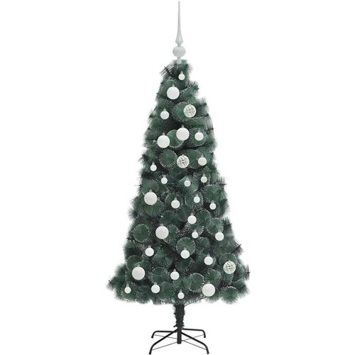 VidaXL Umjetna pred-lit Christmas jelka s setom kuglica Zelena 120 cm Slike