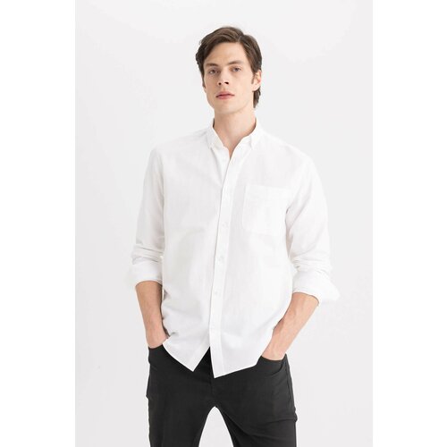 Defacto Regular Fit Polo Collar Oxford Long Sleeve Shirt Slike