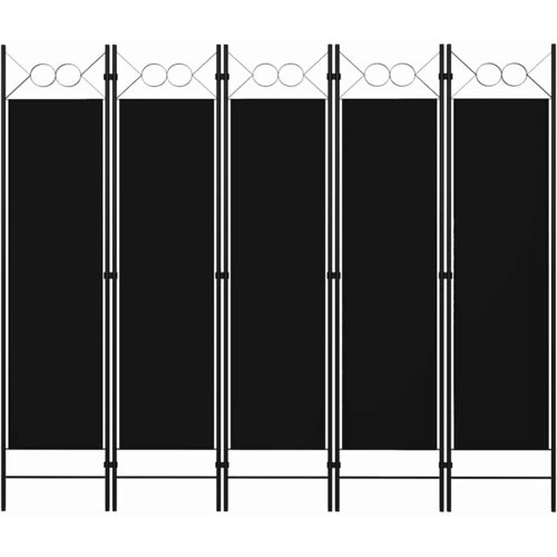 Sobna pregrada s 5 panela crna 200 x 180 cm Cene