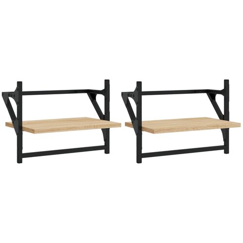 Maison Chic 2 kosi Stenske Police - Viseče police s prečkami sonoma hrast 40x25x30 cm, (21793442) Slike