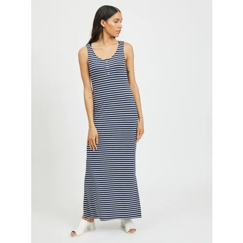 Vila Dark Blue Striped Maxi dress with Slits Dell - Women