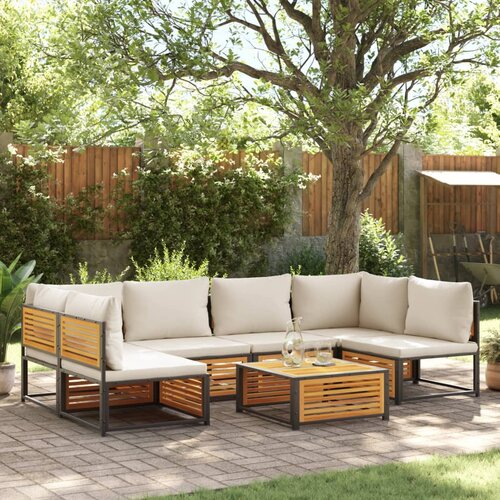 VidaXL 7-dijelni set vrtnih sofa s jastucima masivno bagremovo drvo Slike