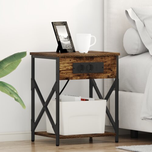 vidaXL Nočna omarica s predalom 2 pcs Dimljeni hrast 41 x 31 x 51 cm Cene