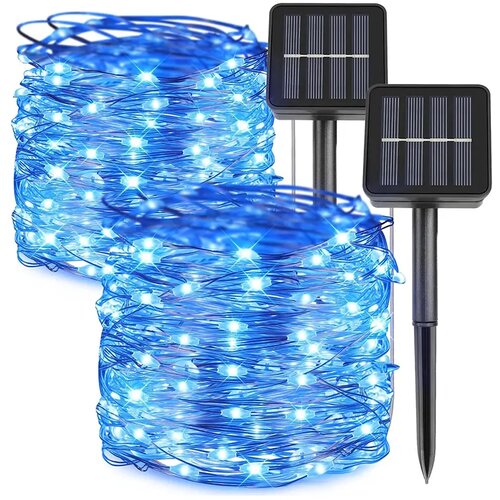  novogodi&amp;scaron;nje solarne lampice plave 20 metara Slike