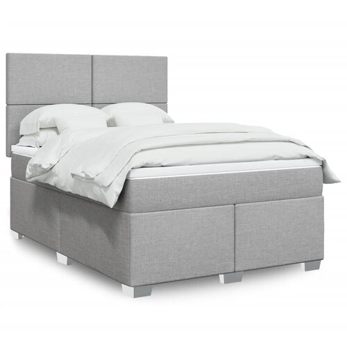 vidaXL Box spring posteljni z vzmetnico svetlo siv 140x190 cm blago Cene
