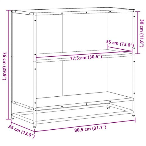  Ormar za knjige sivi sonoma 80,5x35x76 cm izrađeno drvo Slike