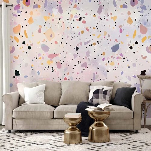  Foto tapeta - Terrazzo in Confetti Style Violet-Pink Colorful Pattern 100x70 Premium Cene