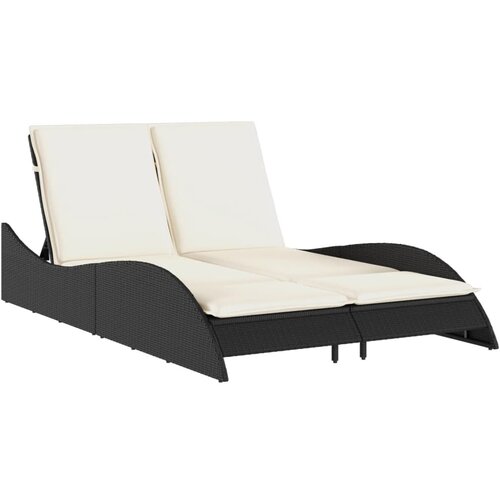 Maison Chic Ležalnik - Sončna ležalnik z blazino črn 114x205x73 cm poli ratan, (22043295) Cene