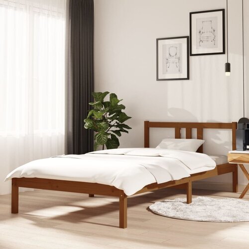 The Living Store Posteljni okvir medeno rjav iz trdnega lesa 100x200 cm - Posteljni Okvir, (21523341) Slike