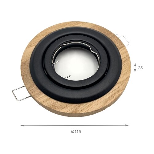  komplet 3x ugradnih svetala tobby 1xGU10/20W/230V, prečnik 11,5 cm, hrast/crna Slike