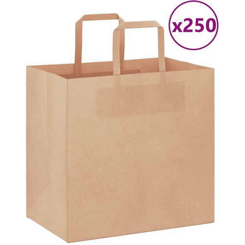  Papirnate vrećice 250 kom s ručkama smeđe 26x17x25 cm Cijene