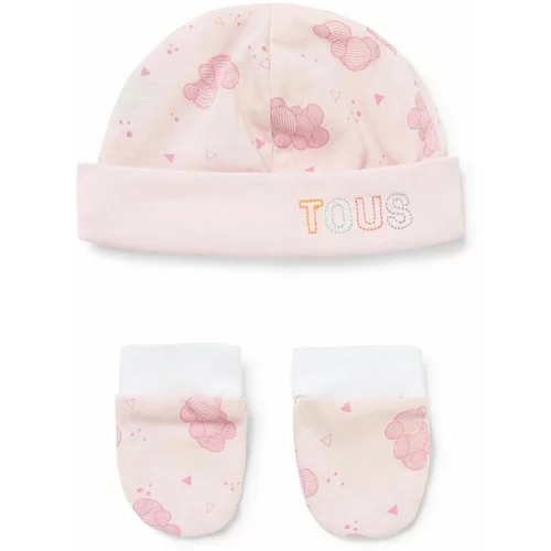 Tous Dječja kapa i rukavice boja: ružičasta, od tanke pletenine, pamučna