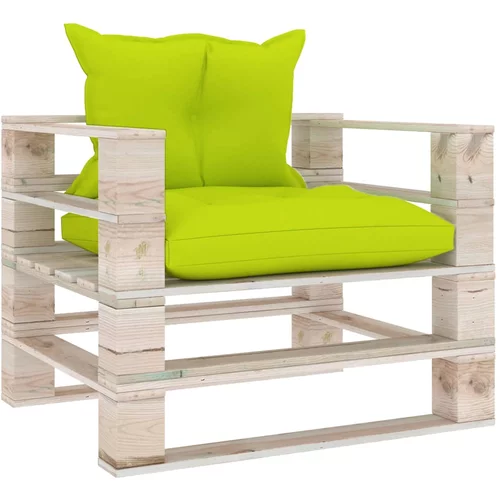  sofa od paleta od borovine s jarkozelenim jastucima