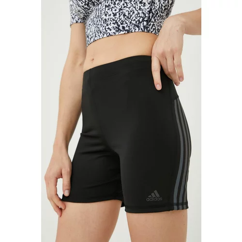 Adidas Kratke hlače za trčanje Run Icons za žene, boja: crna, s tiskom, visoki struk